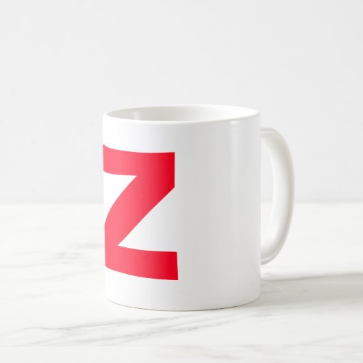 Mug Initiale rouge Monogramme manuscrit Nom propre (Devant droit)