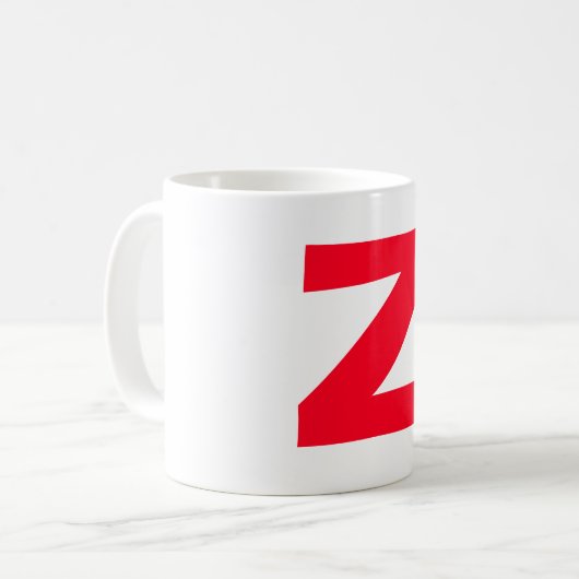 Mug Initiale rouge Monogramme manuscrit Nom propre (Devant gauche)