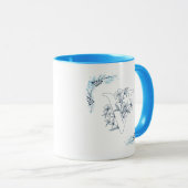 Mug Initiale "V" Blue Monogram Calme Floral Café (Devant droit)
