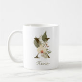 Mug Initiale X Boho Floral Orchid Green Nom personnali (Gauche)