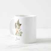 Mug Initiale Z Boho Floral Orchid Green Nom personnali (Devant gauche)