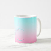 Mug Initiales 2 superposées modernes | Turquoise Rose (Devant droit)