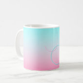 Mug Initiales 2 superposées modernes | Turquoise Rose (Devant gauche)
