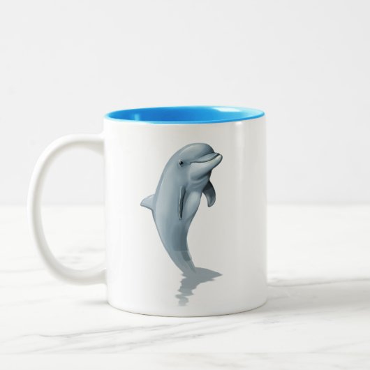Mug Initiales Dauphin Mignon Moderne et Turquoise (Gauche)