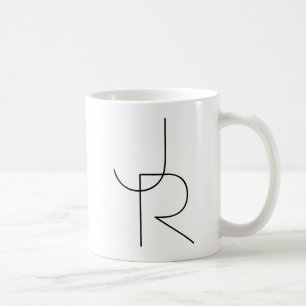 Mug Initiales de chevauchement modernes 2   Noir en bl