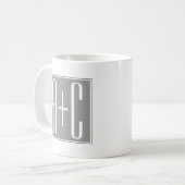 Mug Initiales de couples ou autre texte | Blanc & Gris (Devant gauche)