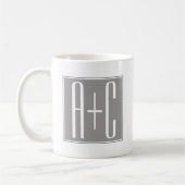 Mug Initiales de couples ou autre texte | Blanc & Gris (Gauche)