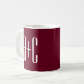 Mug Initiales de couples simples | Blanc et bordeaux (Devant gauche)