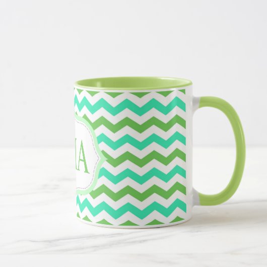 Mug Initiales de monogramme chevron tendance, cool, fr (Droite)