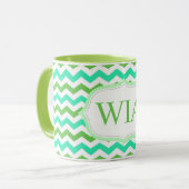 Mug Initiales de monogramme chevron tendance, cool, fr (Devant gauche)
