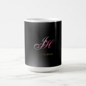 Mug Initiales de monogramme gris noir Simple (Centre)