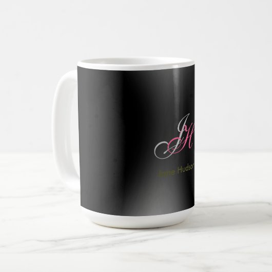 Mug Initiales de monogramme gris noir Simple (Devant gauche)