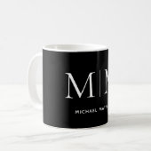 Mug Initiales de Monogramme noir et blanc classique mo (Devant gauche)