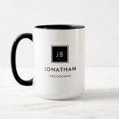 Mug Initiales de Monogramme noir et blanc moderne Groo (Gauche)