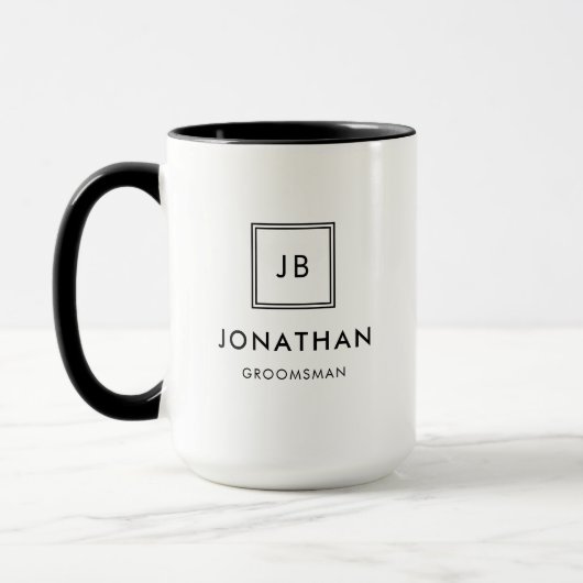 Mug Initiales de Monogramme noir et blanc moderne Groo (Gauche)