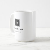 Mug Initiales de Monogramme noir et blanc moderne Groo (Devant gauche)