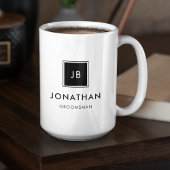 Mug Initiales de Monogramme noir et blanc moderne Groo