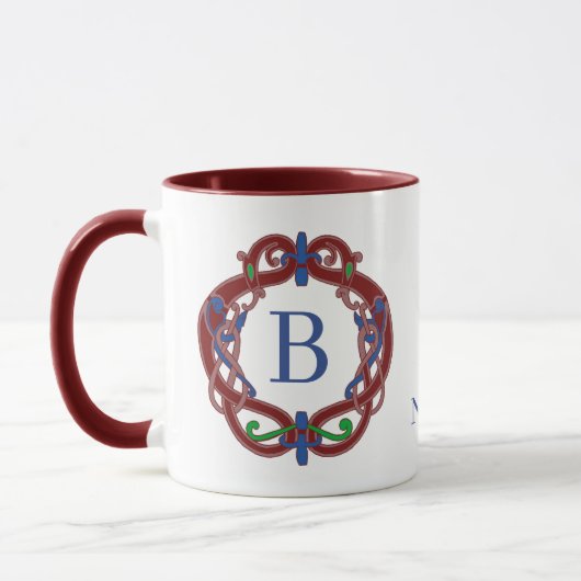 Mug Initiales de monogramme Nom Conception celtique Pe (Gauche)