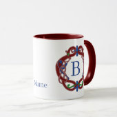 Mug Initiales de monogramme Nom Conception celtique Pe (Devant droit)