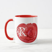 Mug Initiales de monogramme Rose Fleur Personnalisée (Gauche)