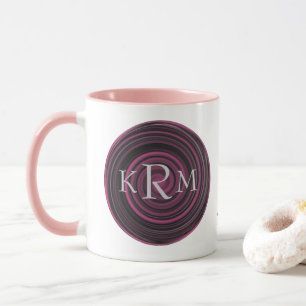 Mug Initiales de monogramme Tourbillons de prune Perso