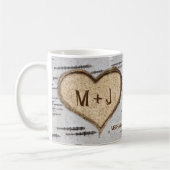 Mug Initiales du coeur de l'arbre à bouleau mariage ru (Gauche)