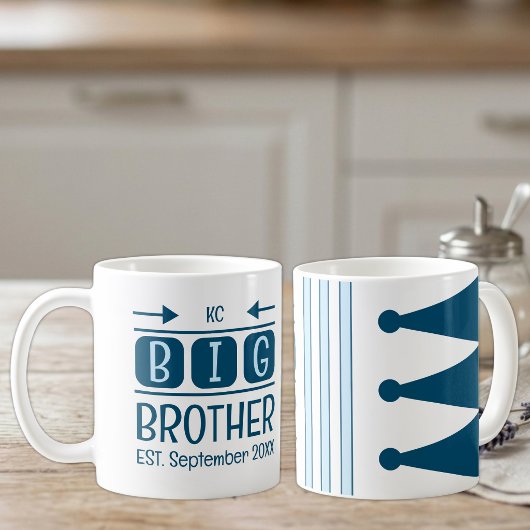 Mug Initiales du grand frère mois année bleu