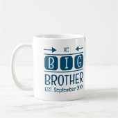 Mug Initiales du grand frère mois année bleu (Gauche)