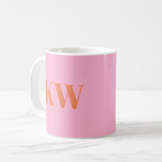 Mug Initiales du Monogramme rose moderne personnalisée (Devant gauche)