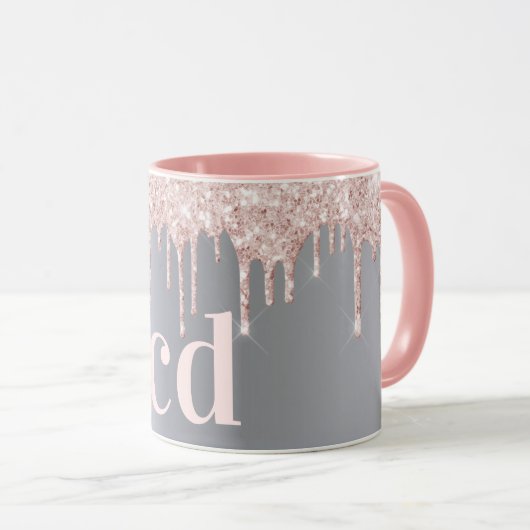 Mug Initiales en or rose argent (Devant droit)