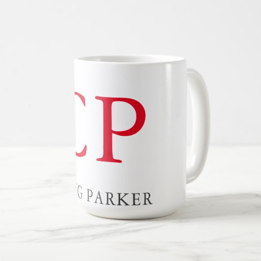 Mug Initiales en rouge clair monogramme professionnel (Devant droit)