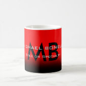 Mug Initiales modernes en monogramme noir rouge (Centre)