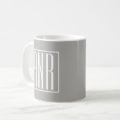 Mug Initiales Monogramme | Blanc Sur Gris Clair (Devant gauche)