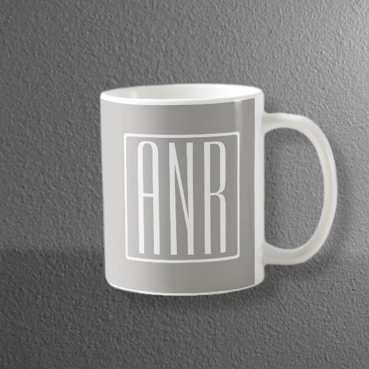 Mug Initiales Monogramme | Blanc Sur Gris Clair