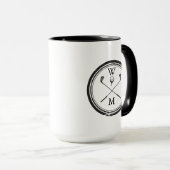 Mug Initiales Monogramme Moderne Noir et Blanc (Devant droit)