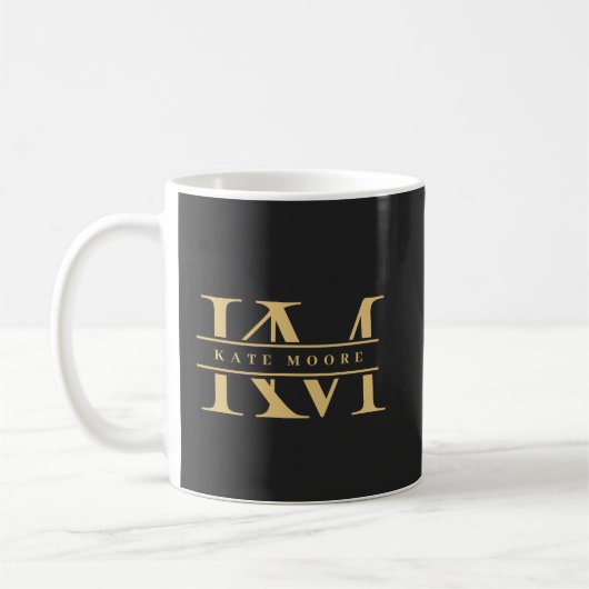 Mug Initiales Monogramme Moderne Or Noir Professionnel (Gauche)