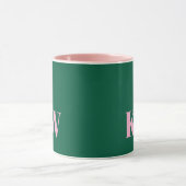Mug Initiales Monogramme Rose Vert Moderne Personnalis (Centre)