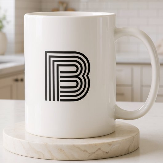 Mug Initiales Monogrammées Simple Minimaliste Moderne