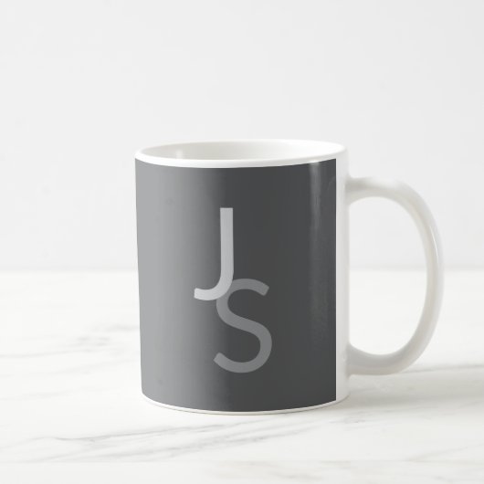 Mug Initiales monogrammes à chevauchement moderne | Gr (Droite)