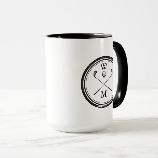 Mug Initiales Monogrammes modernes Noir et Blanc (Devant droit)