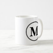 Mug Initiales monogrammes simples noir et blanc (Devant droit)