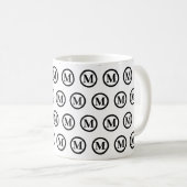 Mug Initiales monogrammes simples noir et blanc (Devant droit)