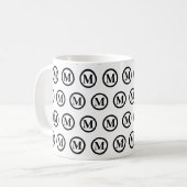 Mug Initiales monogrammes simples noir et blanc (Devant gauche)