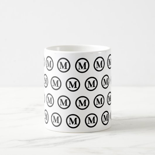 Mug Initiales monogrammes simples noir et blanc (Centre)