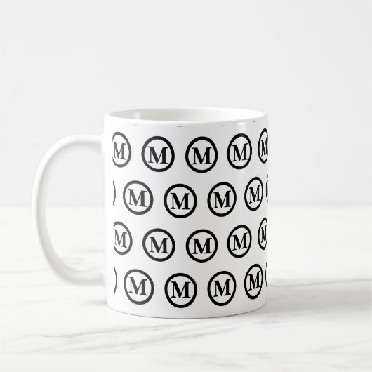 Mug Initiales monogrammes simples noir et blanc (Gauche)