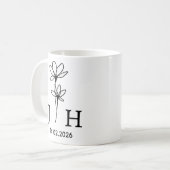 Mug Initiales Personnalisées, Date Florale Initiales d (Devant gauche)