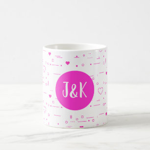 Mug Initiales Personnalisées J & K Motif d'Amour Rose