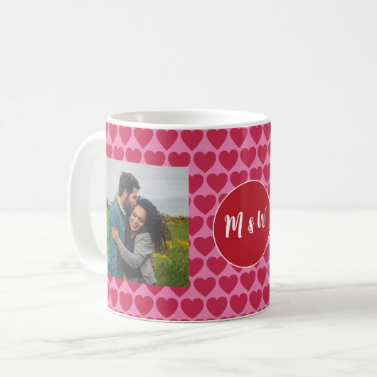Mug Initiales Personnalisées Je T'Aime 2-Photo (Devant gauche)
