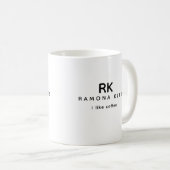 Mug Initiales personnalisées, nom et Slogan 'J'aime le (Devant droit)