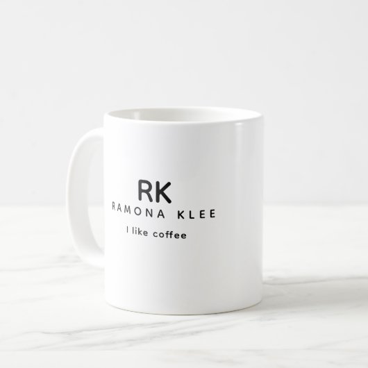 Mug Initiales personnalisées, nom et Slogan 'J'aime le (Devant gauche)